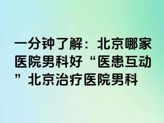 一分钟了解：北京哪家医院男科好“医患互动”北京治疗医院男科